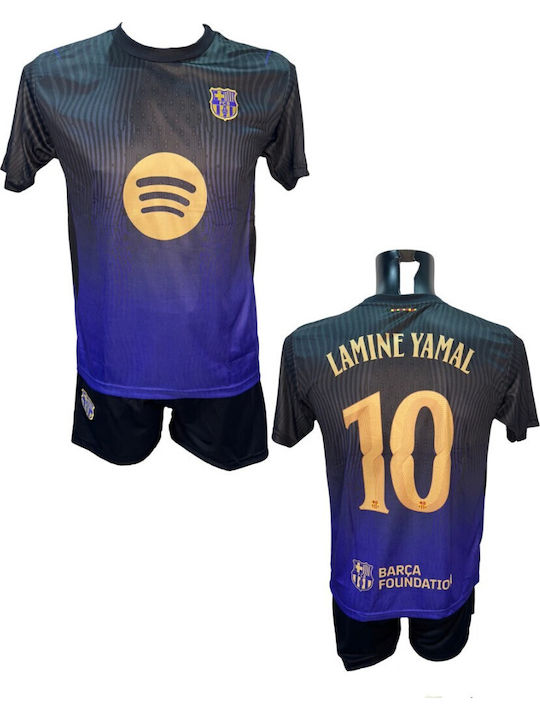 Kids’ Football Kit Barcelona Lamine Yamal Black Purple Gold 101026-12
