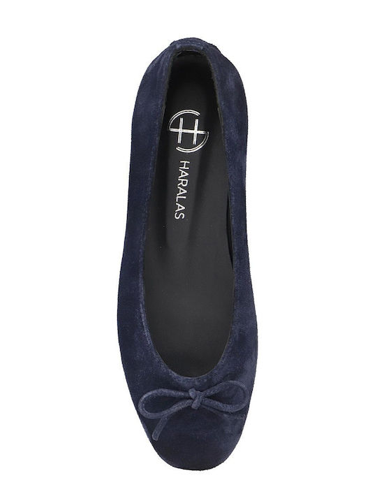 Navy Blue Suede Women's Ballerina Shoes