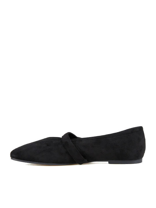 Schwarze Mary-Jane-Ballerinas aus Wildleder Damen