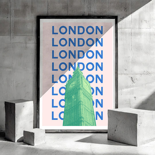 Poster London Pop Art Pst25523 50cm X 70cm Premium Μαύρο Ξύλινο Κάδρο-63399pd136380f55323