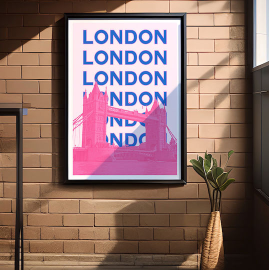 Poster London Pop Art Pst25501 50cm X 70cm Premium Μαύρο Ξύλινο Κάδρο-63383pd136189f55323