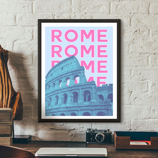 Poster Rome Pop Art Pst25514 50cm X 70cm Premium Μαύρο Ξύλινο Κάδρο-63390pd136314f55323