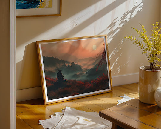 Геймърски Постер Ghost Tsushima Sunset Serenity Gm2361 50cm X 70cm Premium Черна Дървена Рамка-62501pd130017f55323