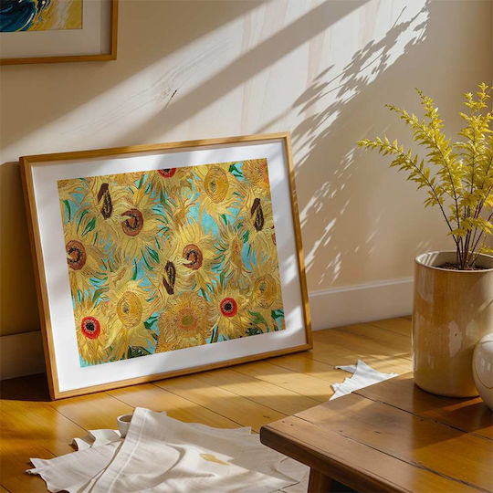 Poster Van Gogh Sunflowers Art109 50 cm x 70 cm mit Premium-Rahmen aus schwarzem Holz-56098pd148479f55323