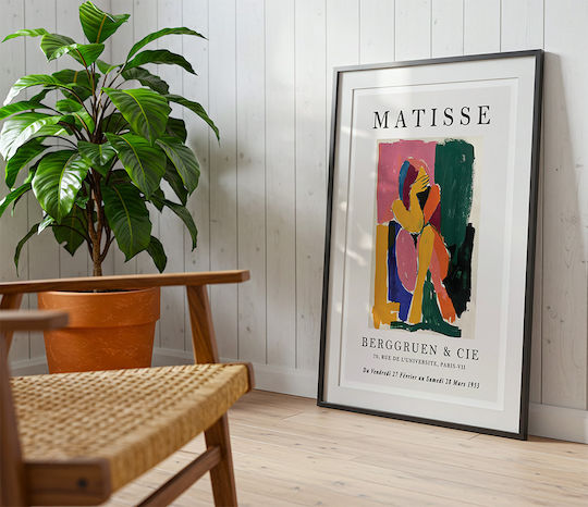 Poster Matisse Frau, Die Ihr Gesicht Bedeckt Art305 50cm X 70cm Premium Schwarzer Holzrahmen-70548pd149809f55323