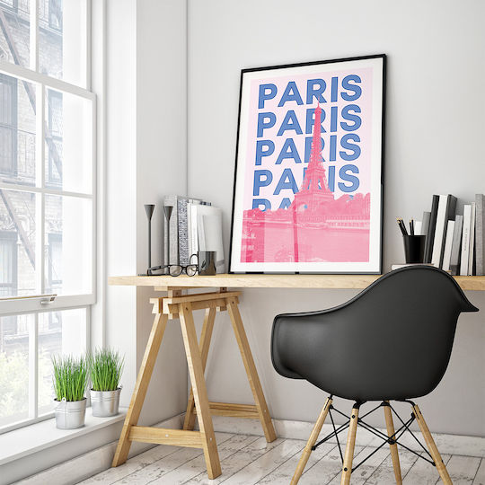 Poster Paris Pop Art Pst25513 50cm X 70cm Premium Μαύρο Ξύλινο Κάδρο-63391pd136319f55323