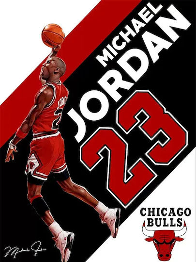 Poster Nba Michael Jordan Snk262 21cm x 30cm Rahmen Dunkles Natürlicher Holz Braun