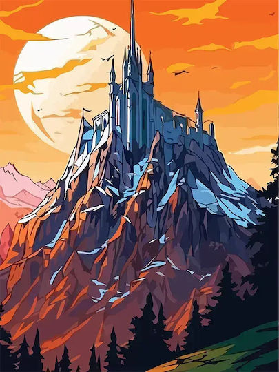 Плакат Lord Rings Mordor Middle Earth Mv128 21см X 30см Рамка Тъмно Натурално Дърво Кафяво