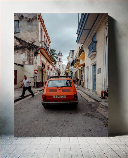Orange Car On A Vintage Street Πορτοκαλί Αυτοκίνητο Σε Μια Vintage Οδό Orange Car On A Vintage Street Πορτοκαλί Αυτοκίνητο Σε Μια Vintage Οδό