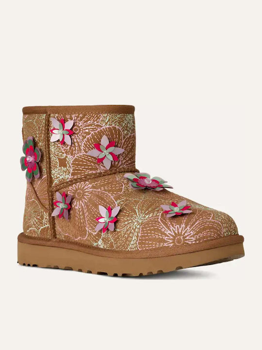 Mini Suede Γυναικεία Μποτάκια Αστραγάλου Chestnut