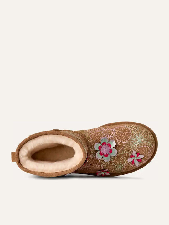 Mini Suede Γυναικεία Μποτάκια Αστραγάλου Chestnut