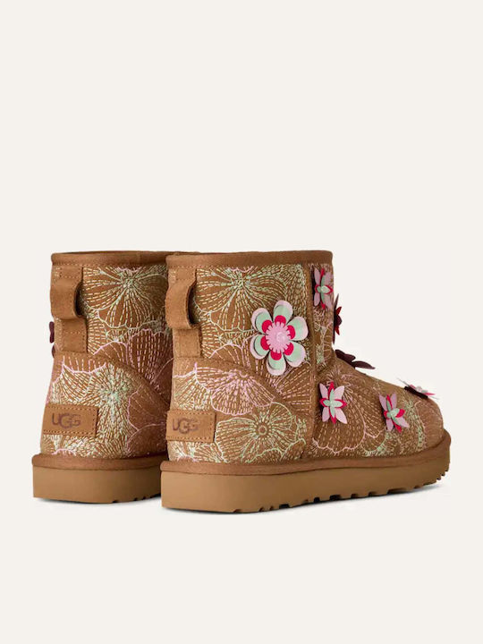 Mini Suede Γυναικεία Μποτάκια Αστραγάλου Chestnut