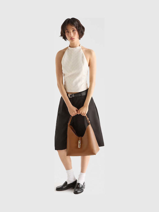 Goccia M Hobo-Tasche aus Leder für Damen Brandy
