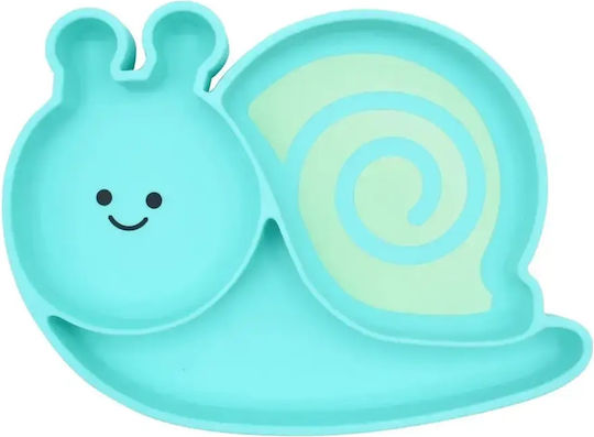 Melii Детска Чиния за Хранене Snail от Силикон Синя