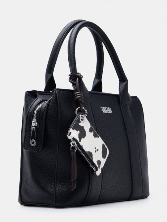 Schwarze Damen-Stofftasche Tote