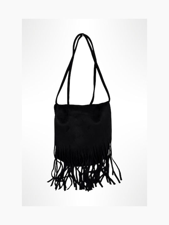 Women's Crossbody Bag Suede with Fringes Black