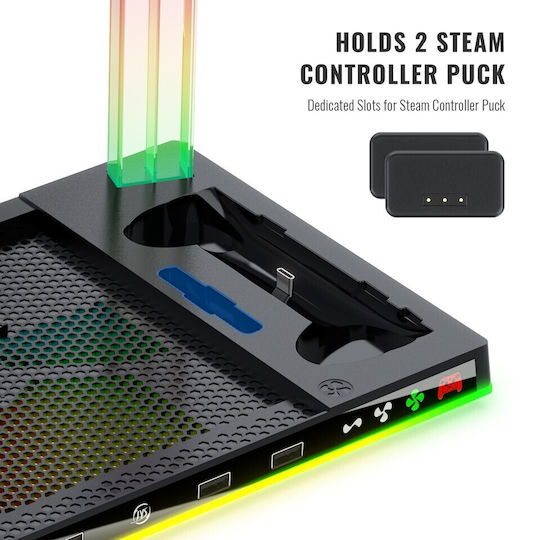 Imp Tech Dlx+led Multi-function Charge Cool Store Stand Steam Machine Black Grey Pc
