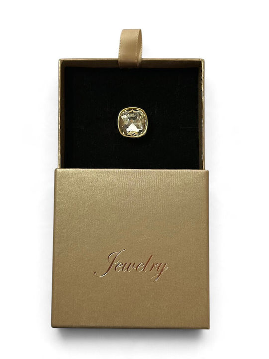 Prime Steel Women's Stone-Set Ring in Gold-Plated Steel