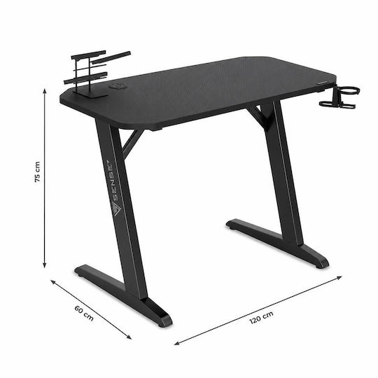 Birou de gaming Nomad din lemn Negru 120x60x75 cm