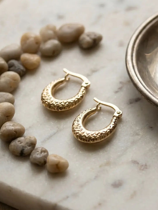 Goldene Creolen mit Diamanten K9 057341 057341 9 Karat Gold