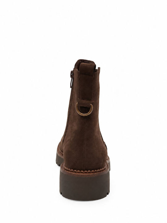 Suede Women's Brown Chelsea Ankle Boots