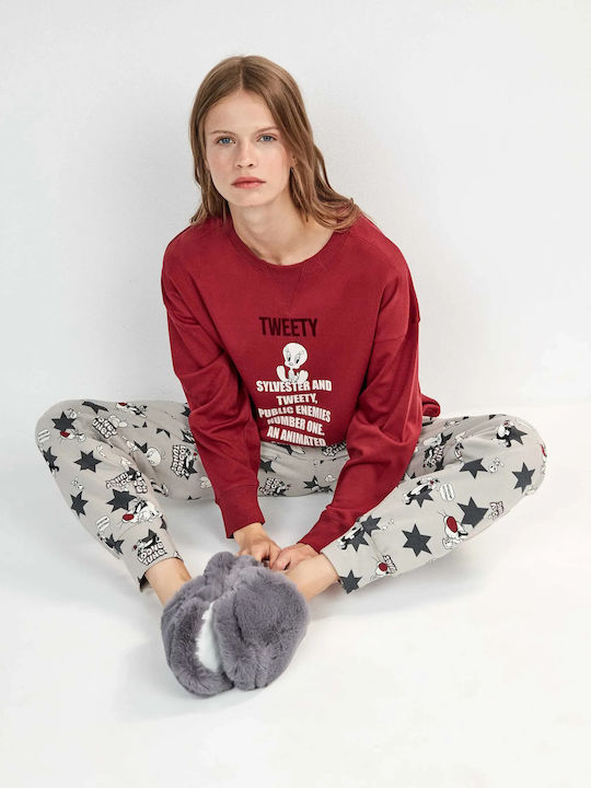Graue Damen-Winterpantoffeln mit Fell