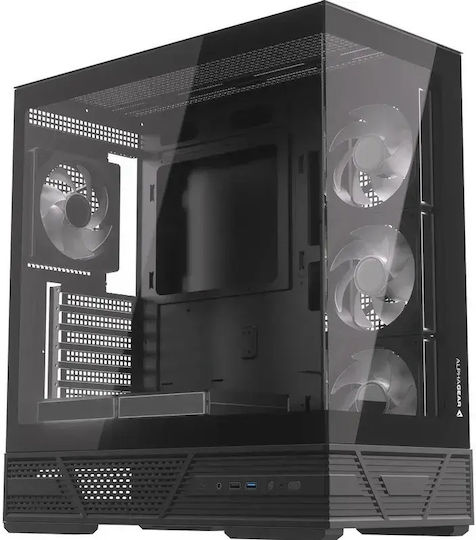 Dervish Mark 2 Gaming Midi Tower Computer Case with Side Window and ARGB Lighting Black