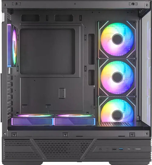 Dervish Mark 2 Gaming Midi Tower Computer Case with Side Window and ARGB Lighting Black