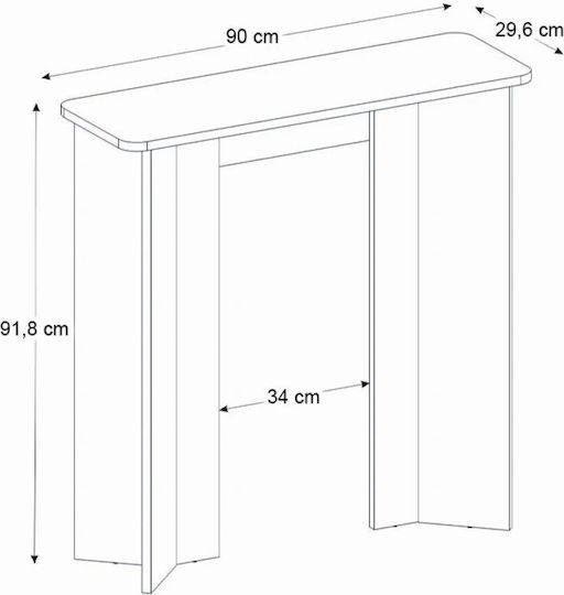 Console Table White GP042-0375.2 L90xW29.6xH91.8 cm