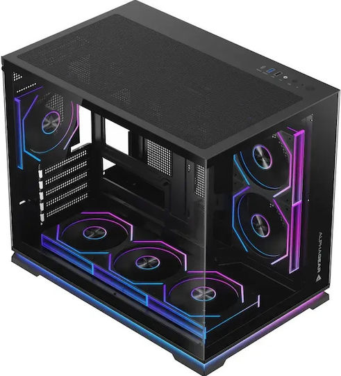 Ironclad Mark 2 Gaming Micro Tower Computer Case with Side Window and ARGB Lighting Black