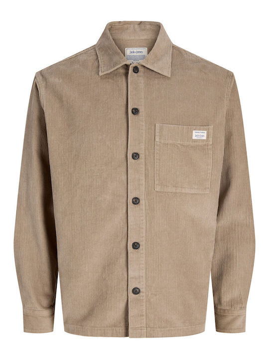 Jjzac Long Sleeve Corduroy Overshirt in a Loose Fit Crockery