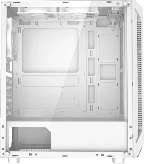 Trickster Gaming Midi Tower Computer Case with Side Window and RGB Lighting White