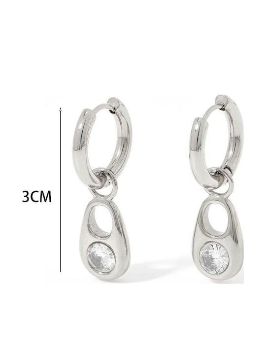 Steel Dangle Earrings Red White
