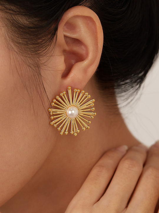 Gold Stainless Steel Stud Earrings