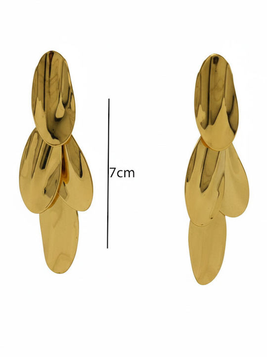 Steel Earrings Petal Layered Design Gold