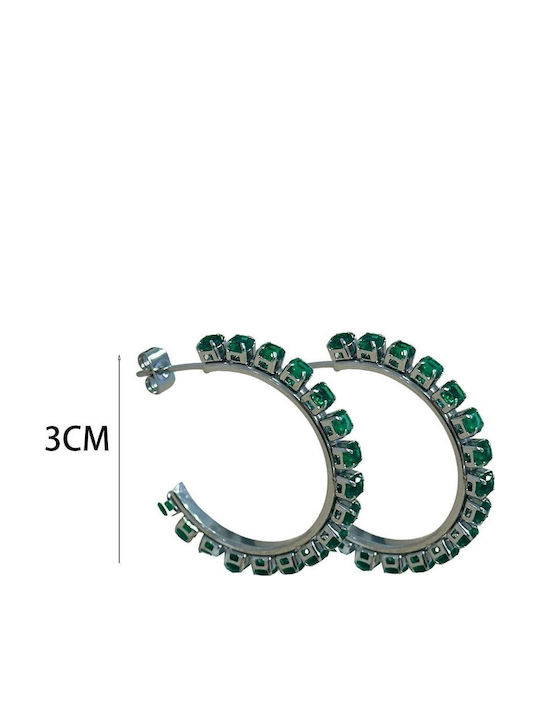 Steel Hoop Earrings Green