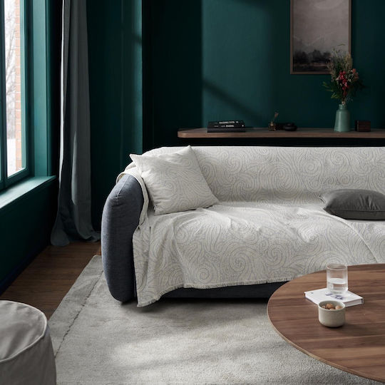 Gofis Home Three-Seater Sofa Throw Chenille 180x310cm Silver Grey 448/15