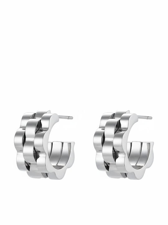 Steel Earrings Multi-Layer Hoop Silver