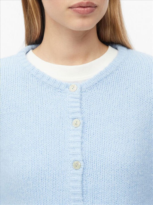 Gestrickte Damenstrickjacke Hellblau
