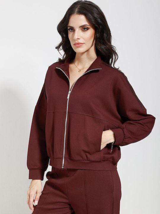 Women's Athletic Cardigan Burgundy