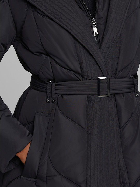Puffer Damen-Pufferjacke für den Winter Schwarz