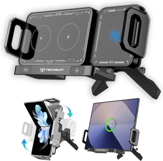 Techsuit Стойка за Телефон с Безжично Зареждане 15W Черна