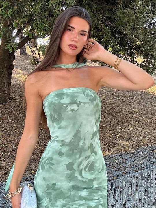Summer Maxi Evening Strapless Dress Green