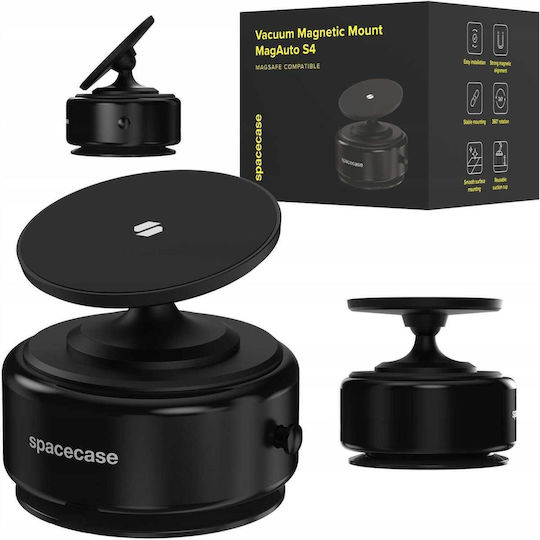 Bază Pentru Telefoane Auto Spacecase Magauto S4 Ventuză & MagSafe Parbriz Suprafețe Nete Negru 5905719133047