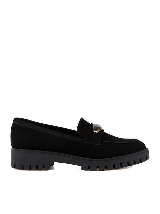 Suede Women's Loafers in Black