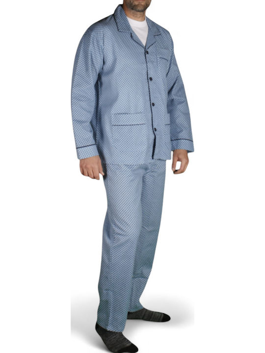 Collection Winterlicher Herrenpyjama aus Baumwolle Blau