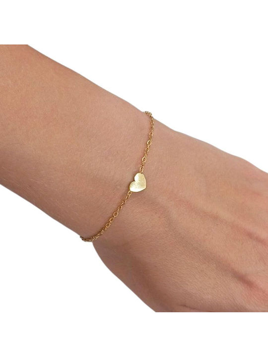Damenarmband Kette mit Herzmotiv aus vergoldetem Stahl 17 cm