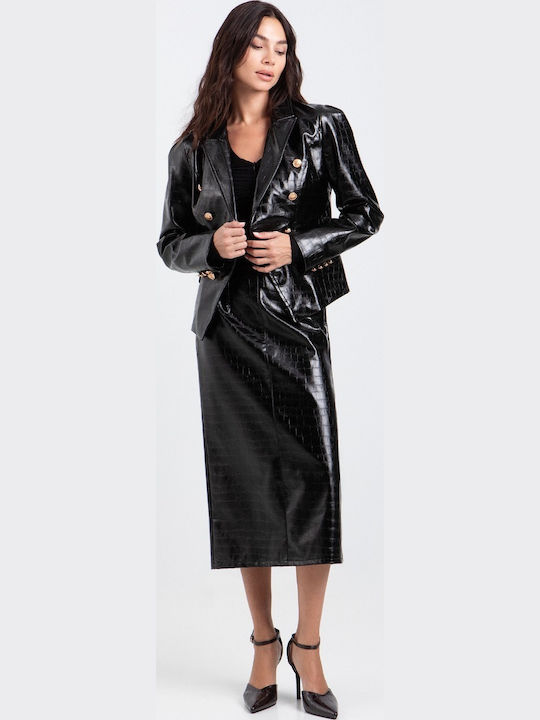 Toi&Moi Women's Black Leather Blazer