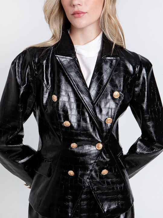 Toi&Moi Women's Black Leather Blazer