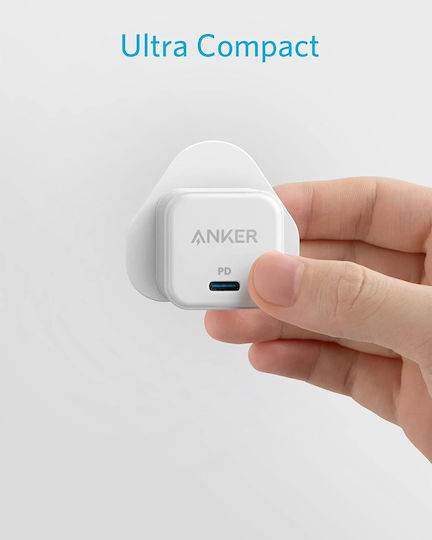 Anker Ladegerät mit Integriertem Kabel und USB-C-Anschluss 20 W Weiß (PowerPort III Cube)